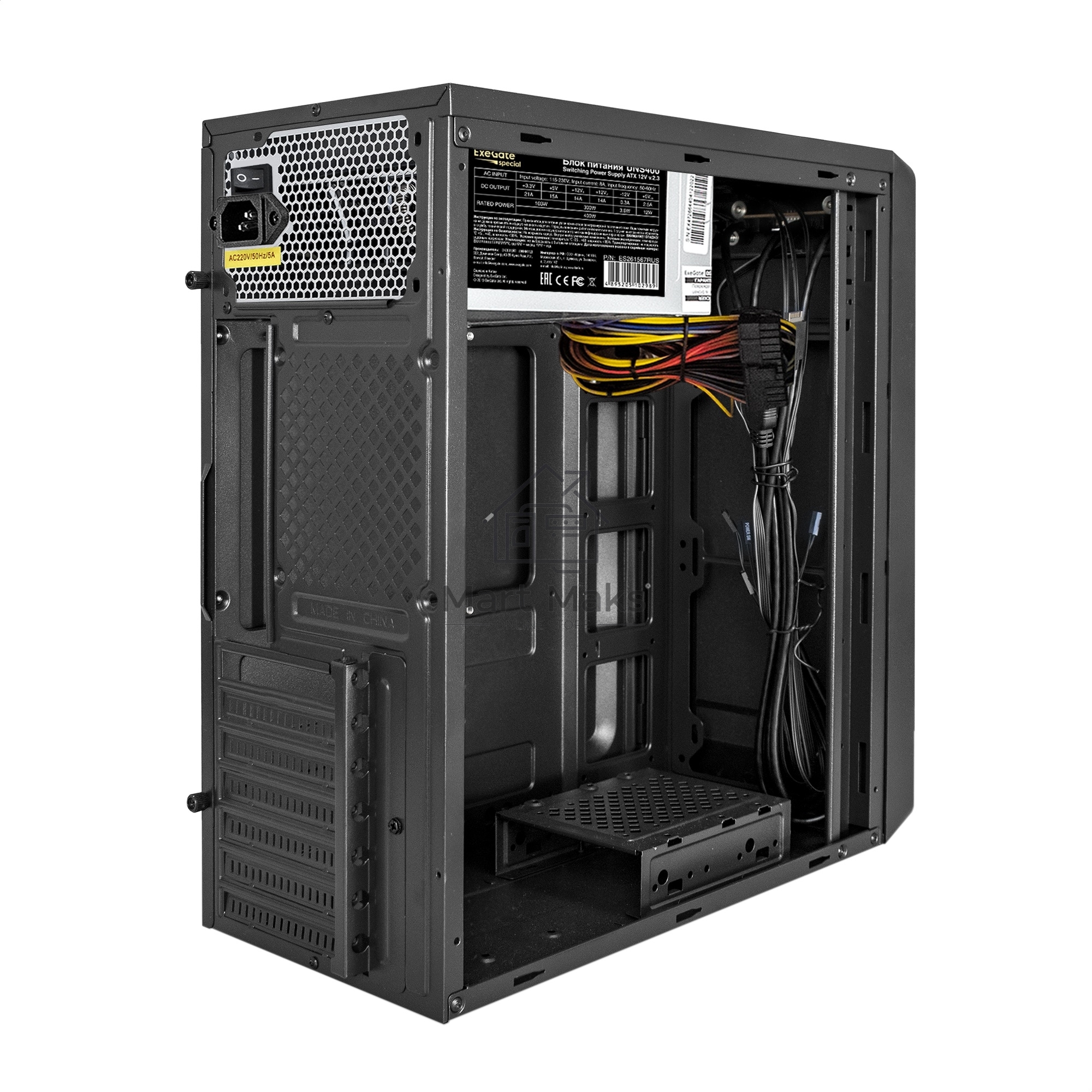 Компьютерный корпус Miditower ExeGate XP-332UC-UNS400 (ATX, БП UNS400 с вент. 12см, 2*USB3.0+1*TypeC, аудио, черный)