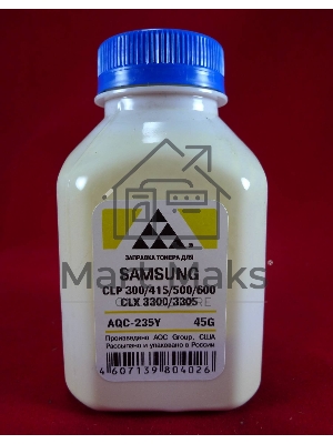 Тонер SAMSUNG CLP 300/315/320/325/360/415/500/510/600/610/660/CLX3300/3305 Yellow, (фл.45г.) AQC фас. Россия