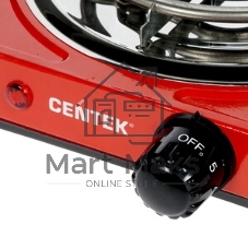 Плита настольная электрическая Centek CT-1508 красный, 1 кВт, ТЭН, конфорки - 1, эмаль, поворотные переключатели
