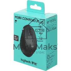 Мышь беспроводная Logitech M280 черный, 1000 dpi, радиоканал, USB, кнопки - 3