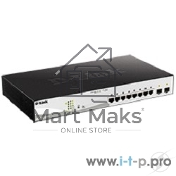 Коммутатор D-Link DGS-1210-10MP/F1A Настраиваемый коммутатор WebSmart с 8 портами 10/100/1000Base-T и 2 портами 1000Base-X SFP (8 портов с поддержкой PoE 802.3af/802.3at (30 Вт), PoE-бюджет 130 Вт)
