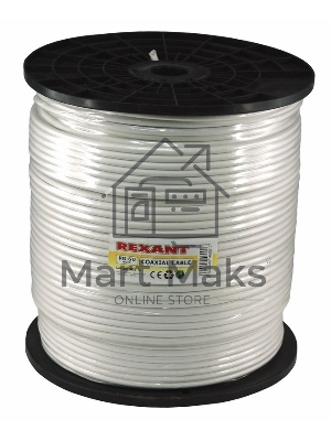 Кабель коаксиальный Rexant RG-6U, 75 Ом, CCS/Al/Al, 64%, 305 м, белый