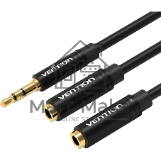 Переходник-разветвитель Vention гибкий Jack 3.5 mm M/Jack 3.5 mm F x 2 - 0.3м