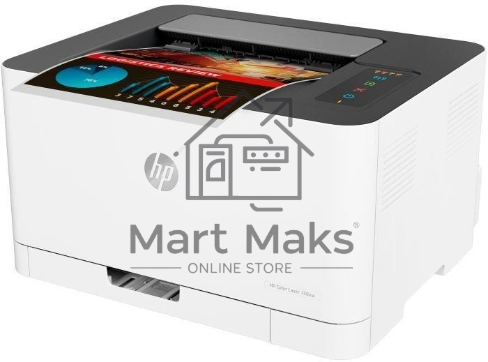 Принтер лазерный HP Color Laser 150nw (4ZB95A), A4, цветной, печ. до 18 стр/мин. (ч/б) до 4 стр/мин. (цвет), 600 x 600 dpi, USB, RJ-45, Wi-Fi, Air Print, Mopria