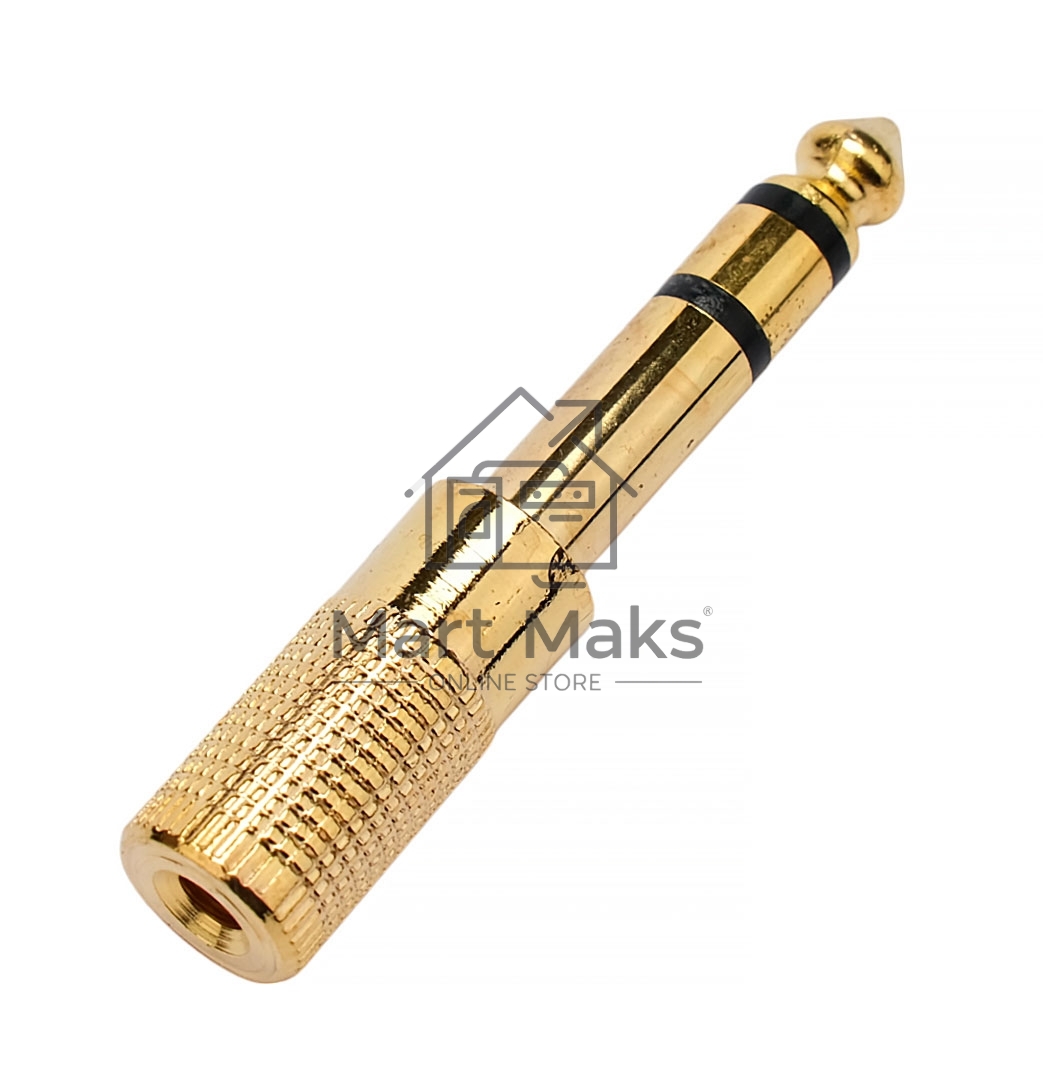 Аудио переходник Cablexpert A-35M-63F,  Jack3.5(M) на Jack6.3(F) стерео,  золотой, пакет