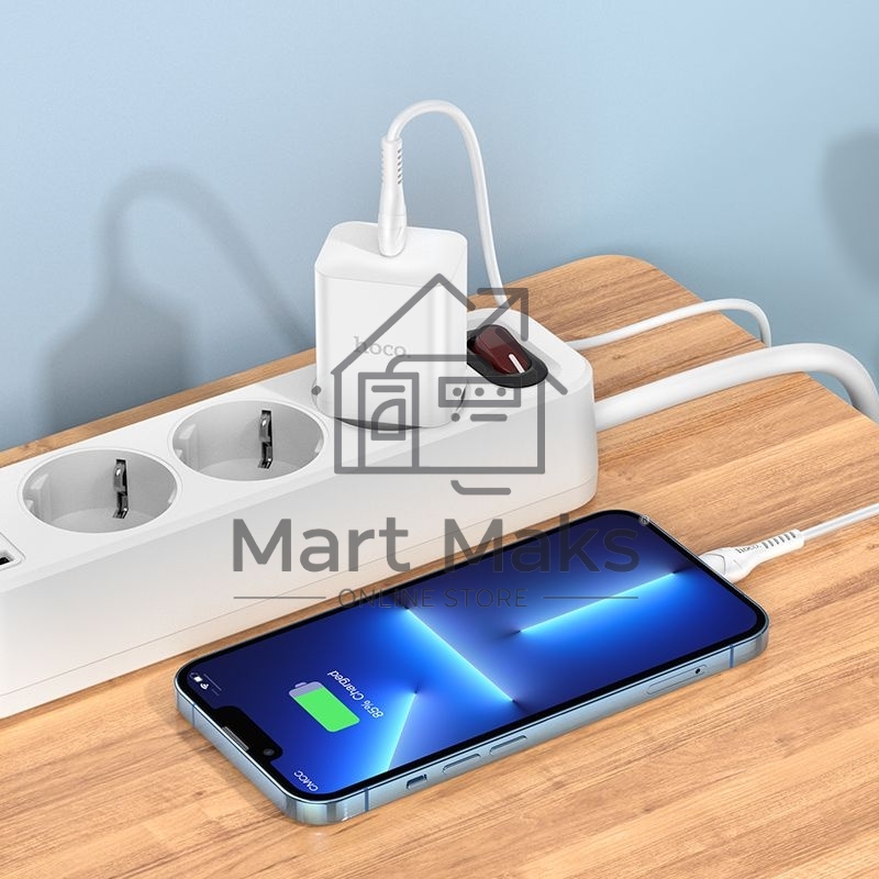 Сетевое зарядное устройство Hoco N27 White 20W 3A+2.22A+1.67A (PD+QC+AFC) USB-C универсальное белый