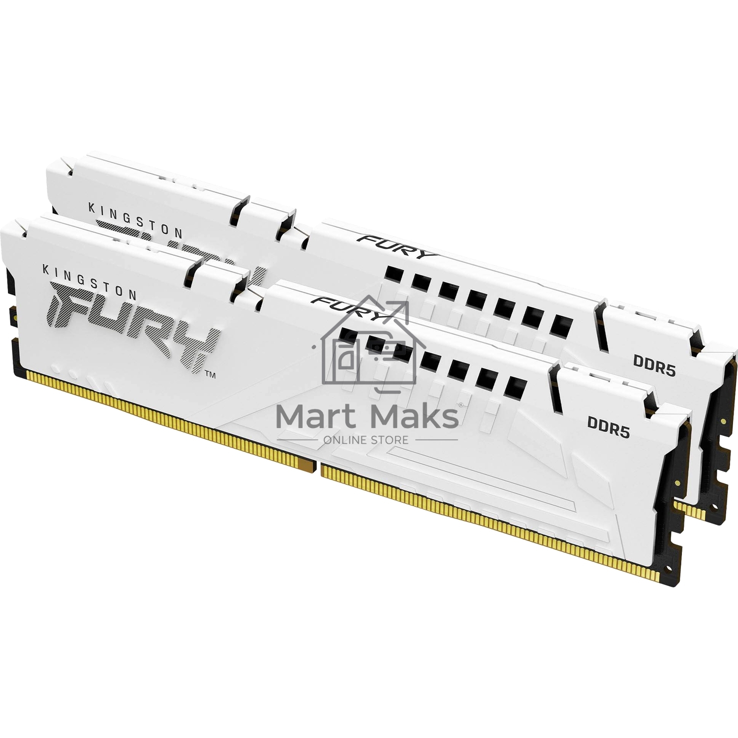 Оперативная память Kingston Fury Beast, DDR5, 64GB (2x32GB), 6000MHz, CL30, DIMM, с радиатором, белый