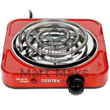 Плита настольная электрическая Centek CT-1508 красный, 1 кВт, ТЭН, конфорки - 1, эмаль, поворотные переключатели