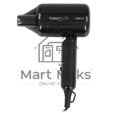 Фен Scarlett SC-HD70IT15 черный, 1800 Вт, компактный, ионизация