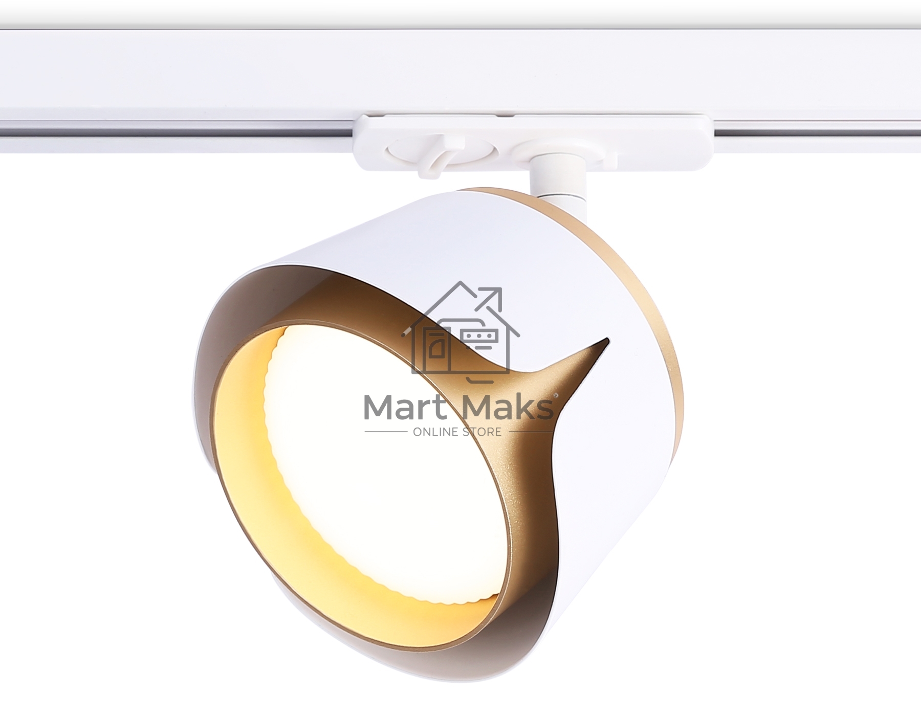 Трековый однофазный светильник Ambrella light GL5343 WH/GD белый/золото GX53 D100*66