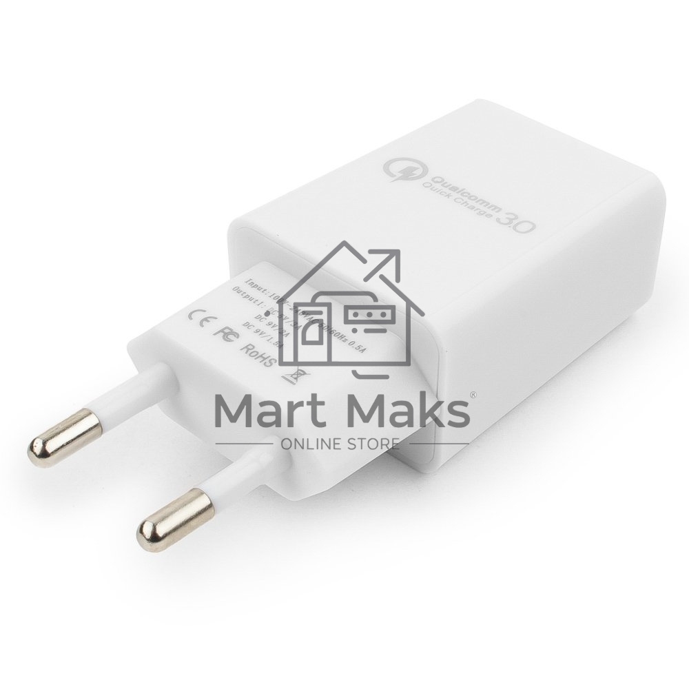 Адаптер питания Cablexpert MP3A-PC-16, QC 3.0, 100/220V - 1 USB порт 5/9/12V, белый