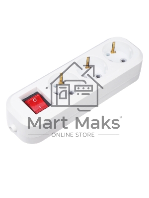 Колодка Rexant 3 гнезда с кнопкой c заземлением