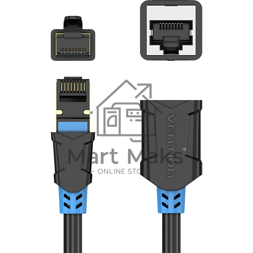 Патч-корд удлинитель Vention прямой SSTP cat.6, RJ45 - 3м. черный
