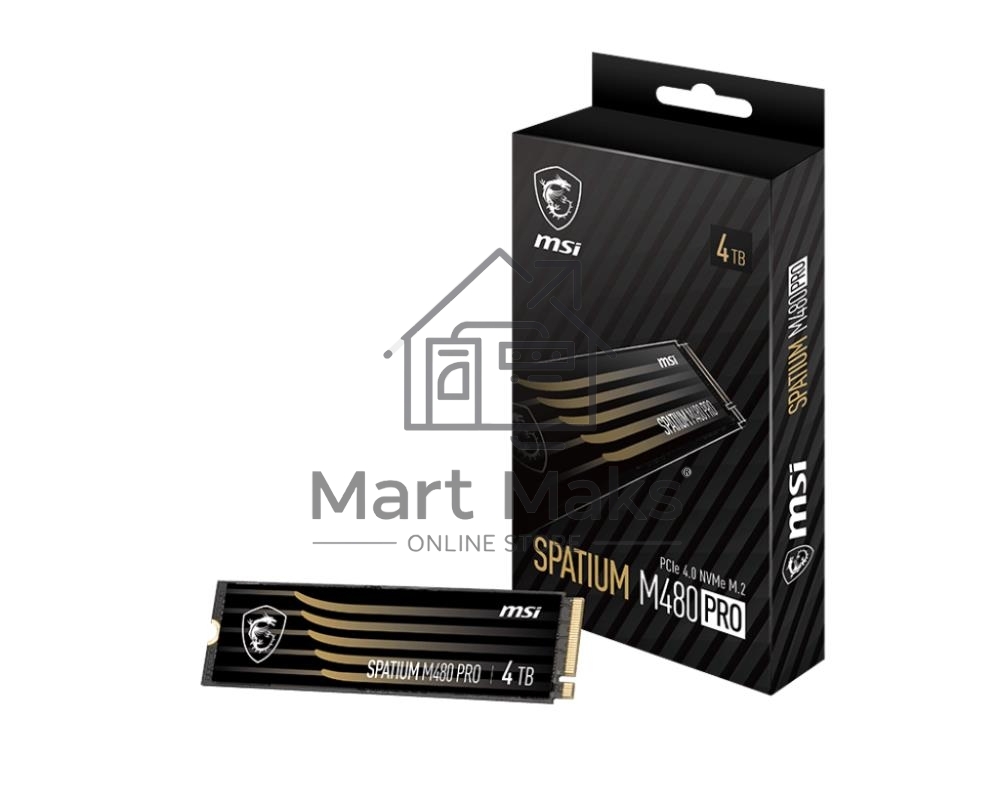 Накопитель SSD MSI SPATIUM M480 PRO, 4TB, PCIe 4.0 x4, M.2 2280, NVMe, R/W 7400/7000