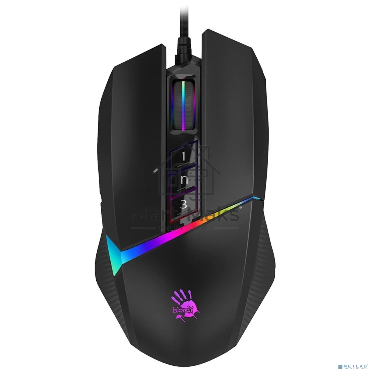 Мышь проводная A4Tech Bloody W60 Max черный, 10000 dpi, USB, кнопки - 10