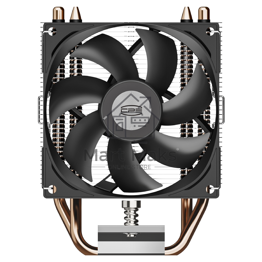 Кулер для процессора PCCooler R200 S115X/1200/1700/AM4/AM5 (TDP 110W, 90mm Non LED Fan, 2 тепловые трубки 6мм, 2200RPM, 28,3dBa)