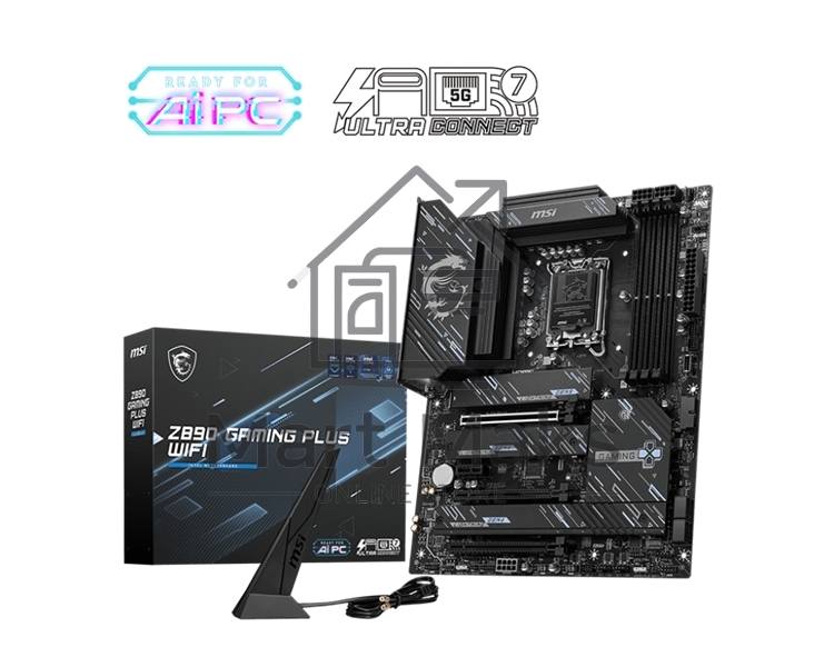 Материнская плата MSI Z890 GAMING PLUS WIFI, LGA 1851, Intel Z890, 4xDDR5, 4xSATA, 4xM.2, 1xPCIe 5.0 x16, 2xPCIe 4.0 x4, 1xPCIe x1, 1xHDMI, 1xDP, 1xUSB-C Thunderbolt 4, 1xUSB-C 3.2 Gen 2, 1x 5Gb LAN, 1xUSB-A 3.2 Gen 2, 2xUSB-A 3.2 Gen 1, 4xUSB-A 2.0, 3x3.