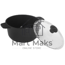 Кастрюля Maunfeld Osvald MF22SVLD03CR универсальная из литого алюминия со стеклянной крышкой, 3 л