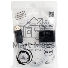 Переходник DisplayPort - VGA Cablexpert A-DPM-VGAF-02, 20M/15F, кабель 15 см, пакет