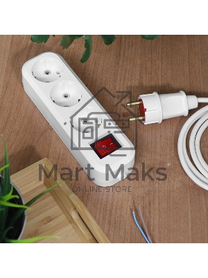 Колодка Rexant 3 гнезда с кнопкой c заземлением