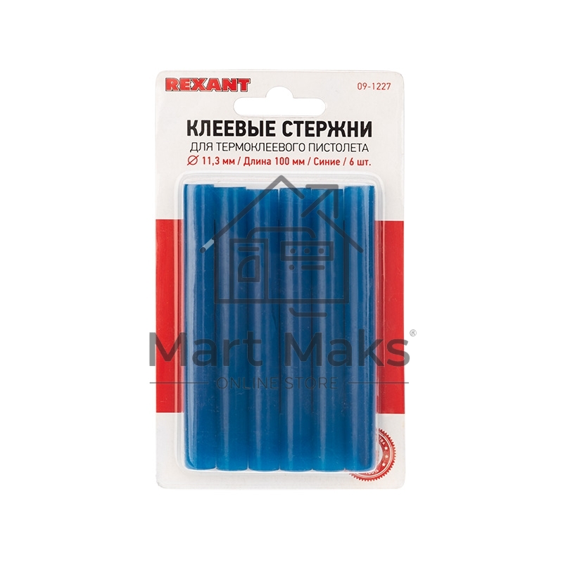 Клеевые стержни Rexant, Ø11 мм, 100 мм, синие, 6 шт., блистер
