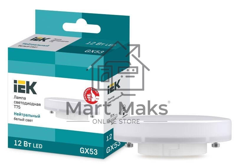 Лампа Iek LLE-T80-12-230-40-GX53 светодиодная ECO T75 таблетка 12Вт 230В 4000К GX53 IEK