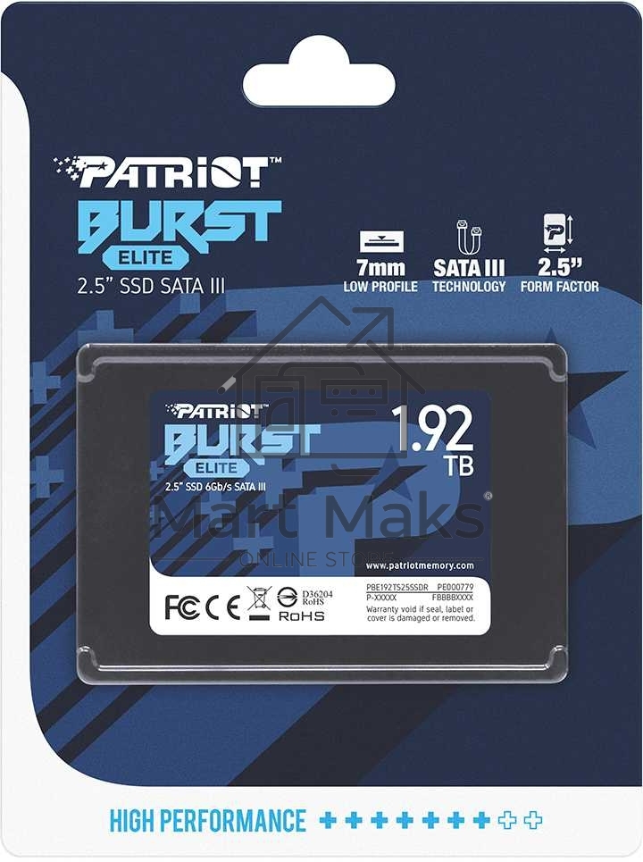 Накопитель SSD Patriot Burst Elite, 1.92Tb, SATA, 2.5