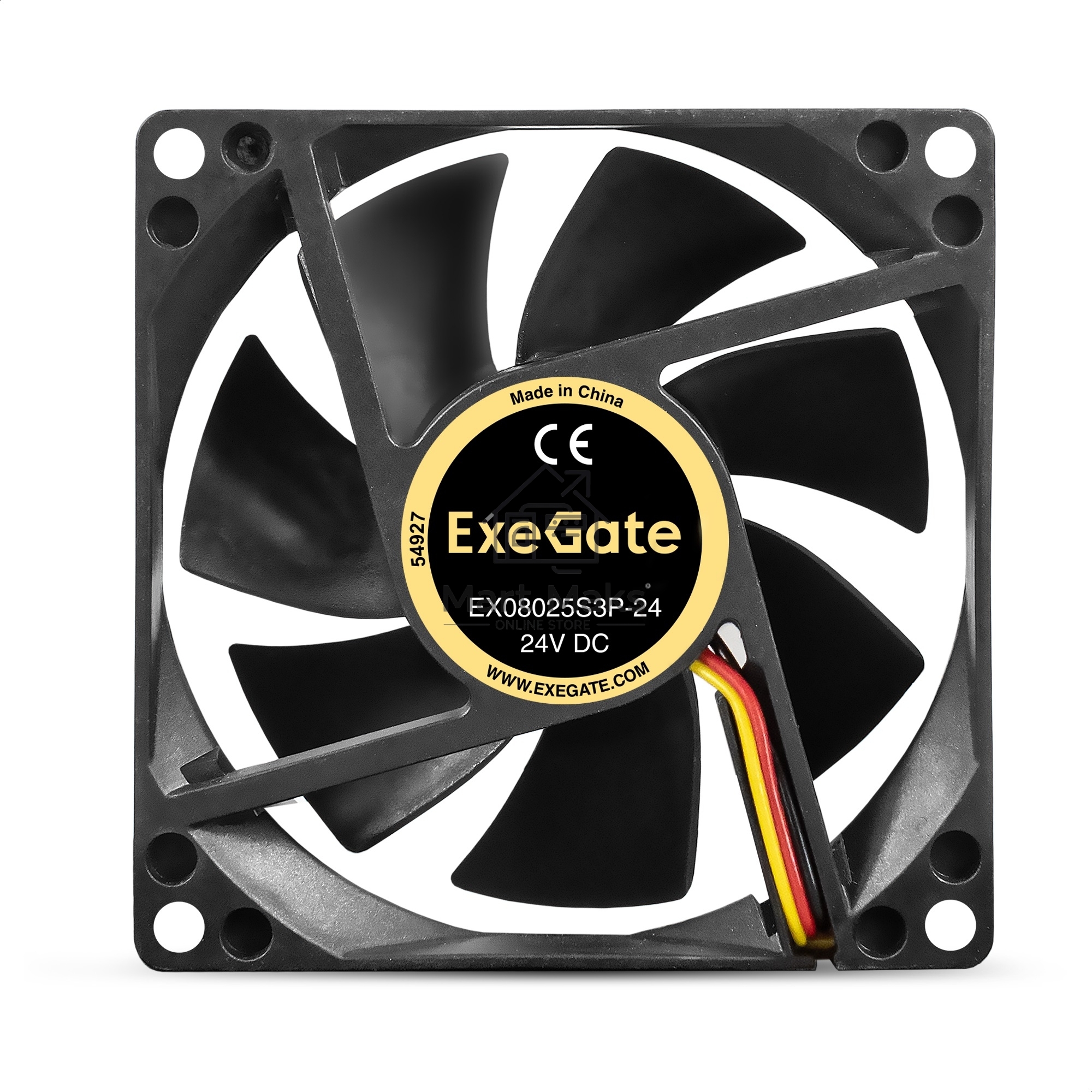 Вентилятор для корпуса ExeGate EX08025S3P-24 черный, 80 мм, 2850 об/мин, 28 дБ, 3 pin