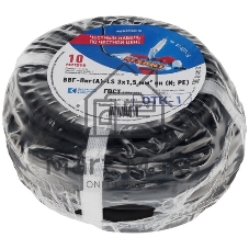 Кабель силовой медный Rexant ВВГ-Пнг(А)-LS 3x1,5 мм², 10 м, ГОСТ 31996-2012, ТУ 16.К71-310-2001