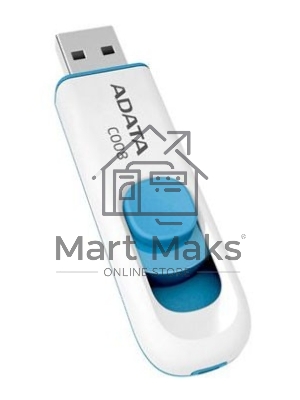 Флешка USB ADATA C008 (AC008-16G-RWE), 16Gb, USB 2.0, R/W 15/5, белый/синий