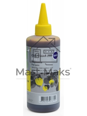 Чернила Cactus CS-EPT6644-250 желтый 250мл для Epson L100/L110/L120/L132/L200/L210/L222/L300/L312/L350/L355/L362/L366/L456/L550/L555/L566/L1300
