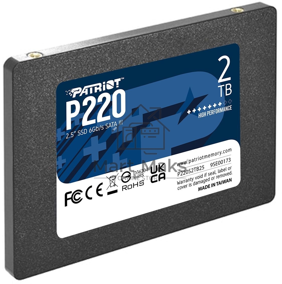 Накопитель SSD Patriot P220, 2TB, SATA III, 2.5