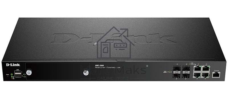 Коммутатор D-Link DWC-2000/A2A, WLAN Controller with 4 100/1000Base-T/combo-SFP ports, manage up to 64/256 Unified APs. 4x 10/100/1000 BASE-T GE/SFP Ports, 2x USB 2.0 Ports, Slot for hard disk drive module, 1x