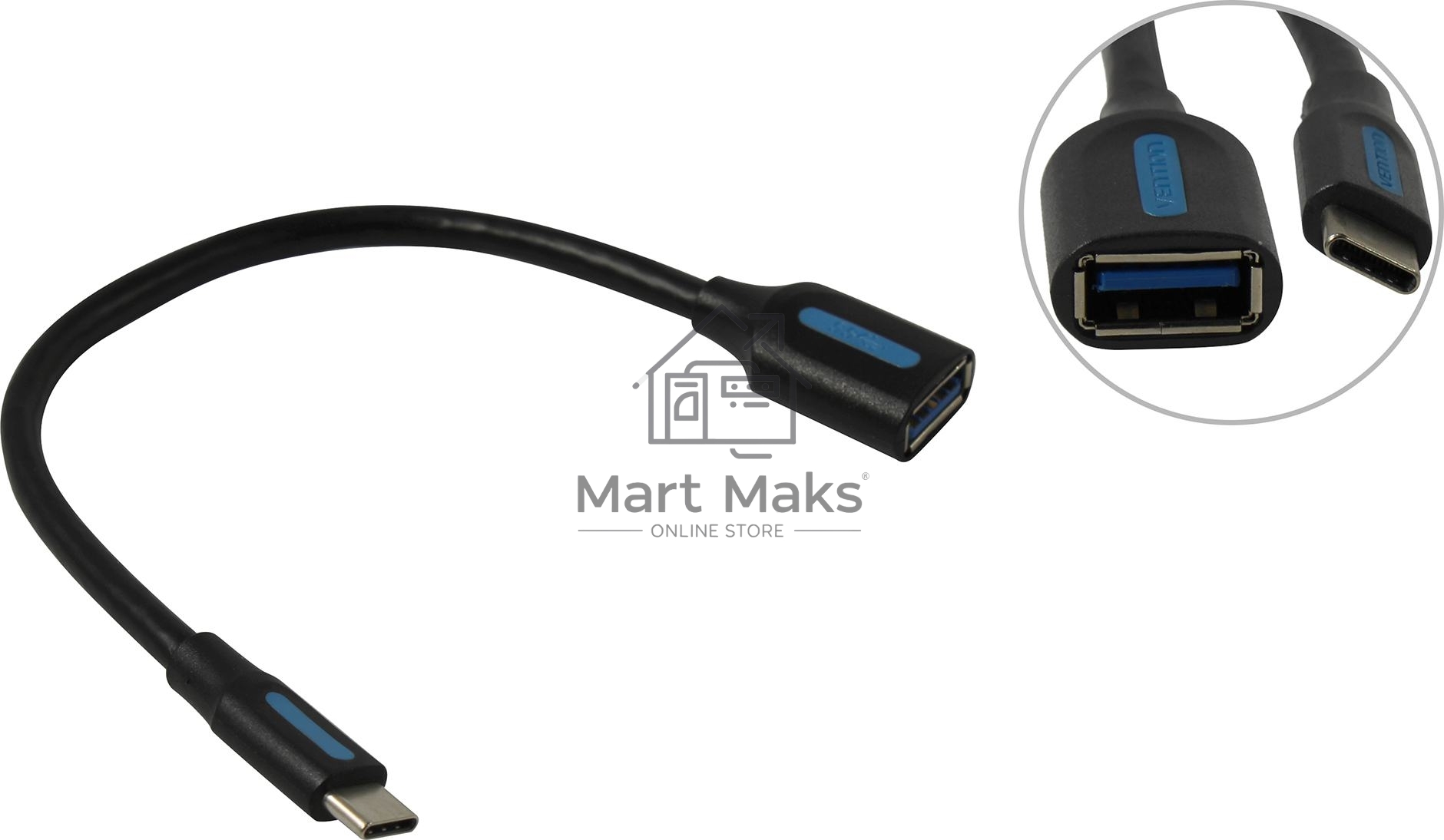 Адаптер-переходник Vention USB CM/ OTG USB 3.0 AF, гибкий - 0,15м.