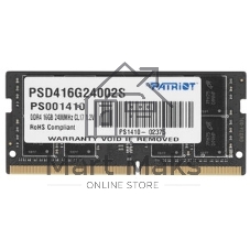 Оперативная память Patriot, DDR4, 16GB (1x16 GB), 2400 MHz, CL17, SO-DIMM