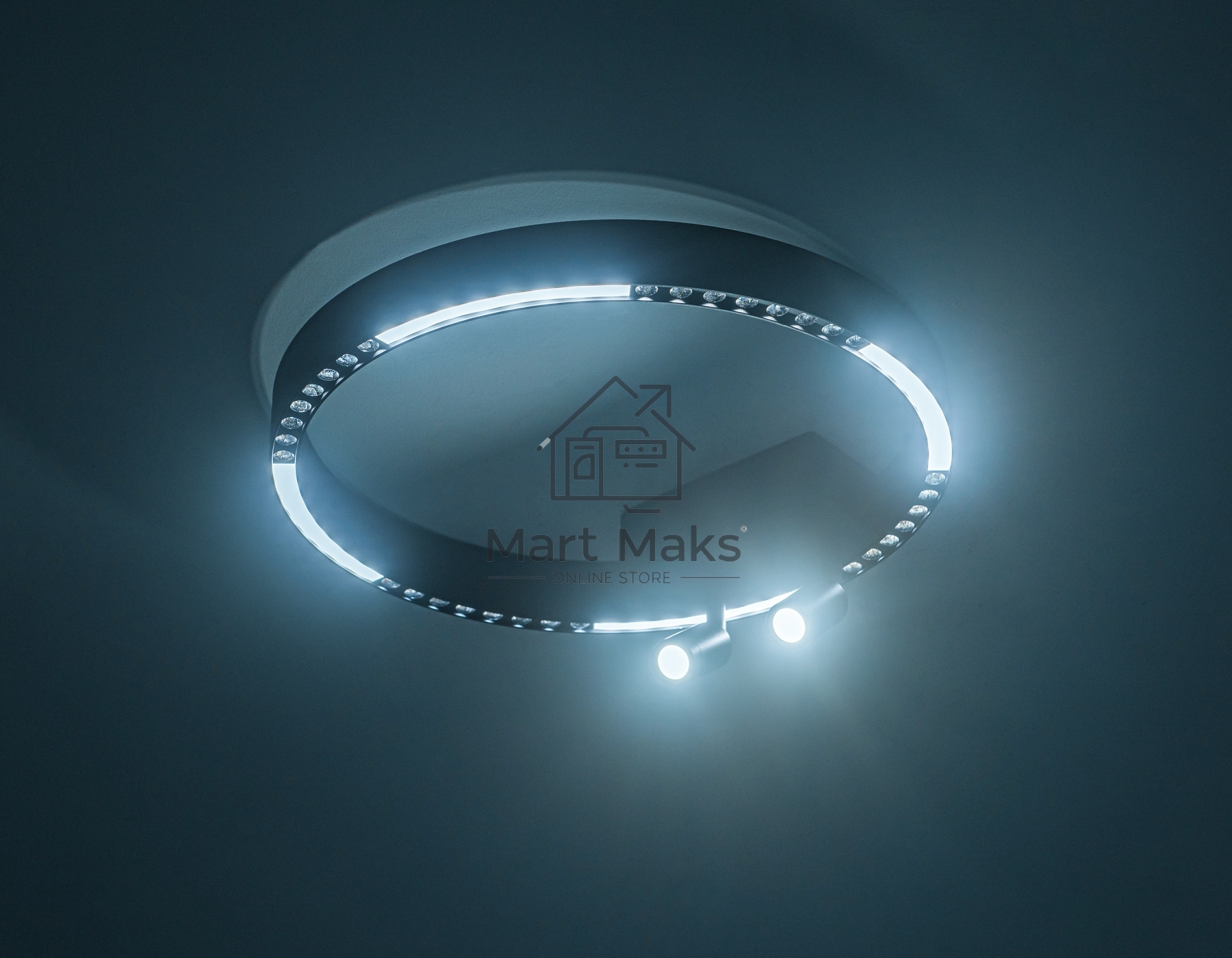 Потолочный светодиодный светильник Ambrella light FL5806/1+2 BK черный 25W 3000K/4200K/6400K D400*95 (без ПДУ)