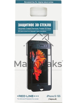 Защитное стекло для экрана Redline черный для Apple iPhone 6/6S 3D 1шт.(УТ000008166)