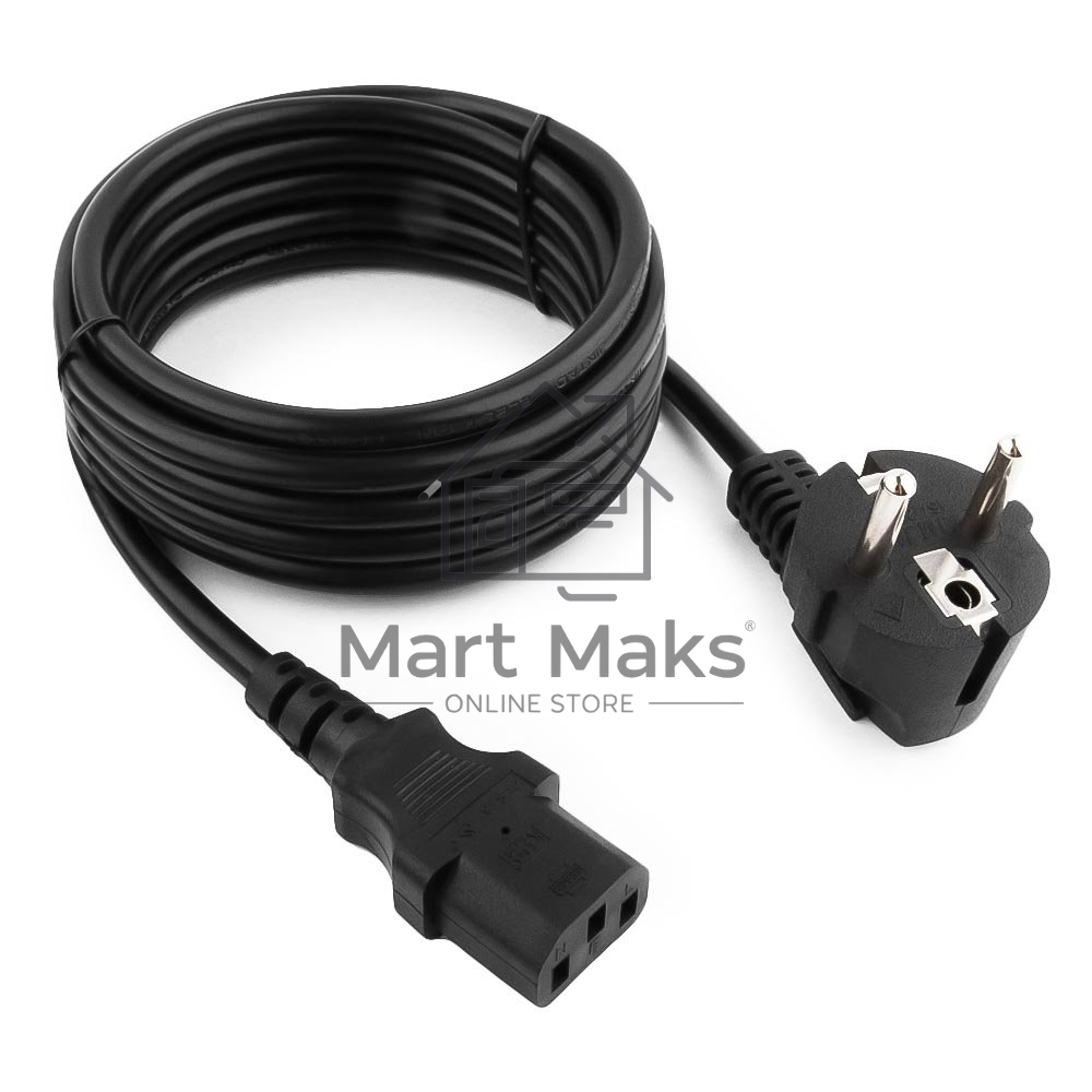 Кабель питания Cablexpert PC-186-VDE-3M,  3м, Schuko- C13, VDE, 10А, Сечение провода: 0,75 мм2, черный, с заземлением