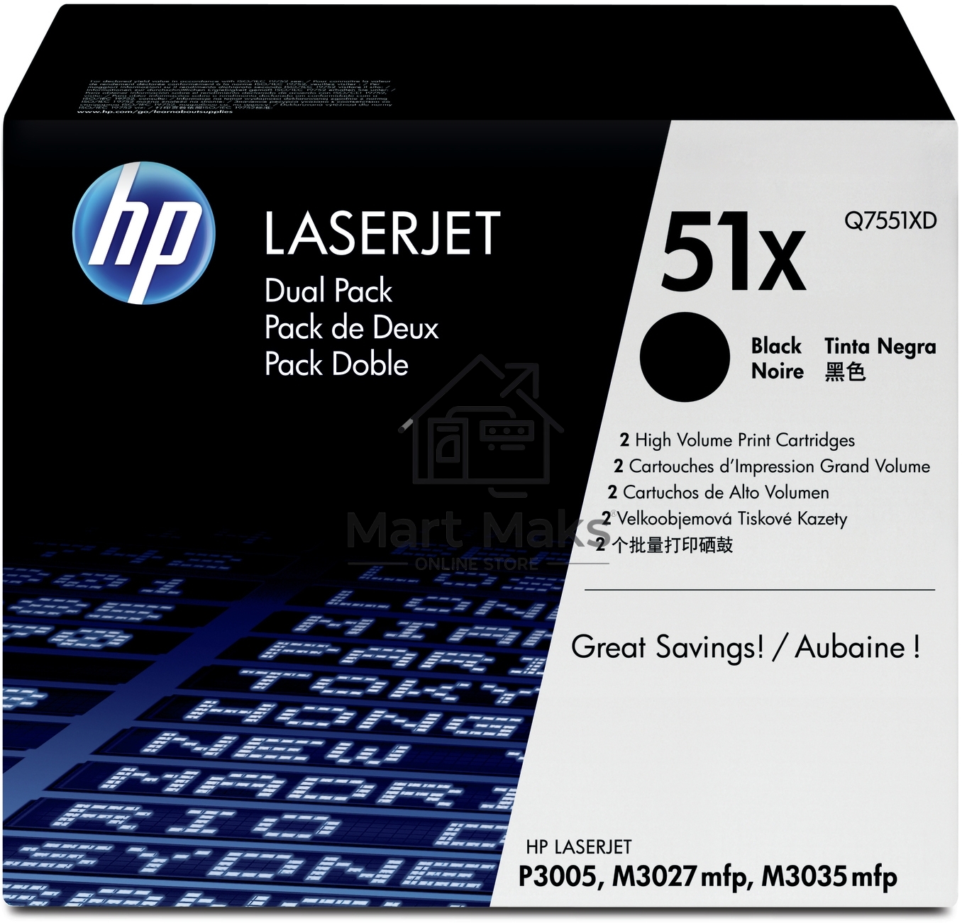 Картридж лазерный HP Q7551XD черный двойная упаковка для LaserJet P3005/M3027mfp/M3035mfp 2 x 13000стр.