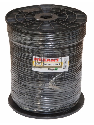 Кабель коаксиальный Rexant RG-6U, 75 Ом, CCS/Al/Al, 64%, бухта 305 м, черный OUTDOOR