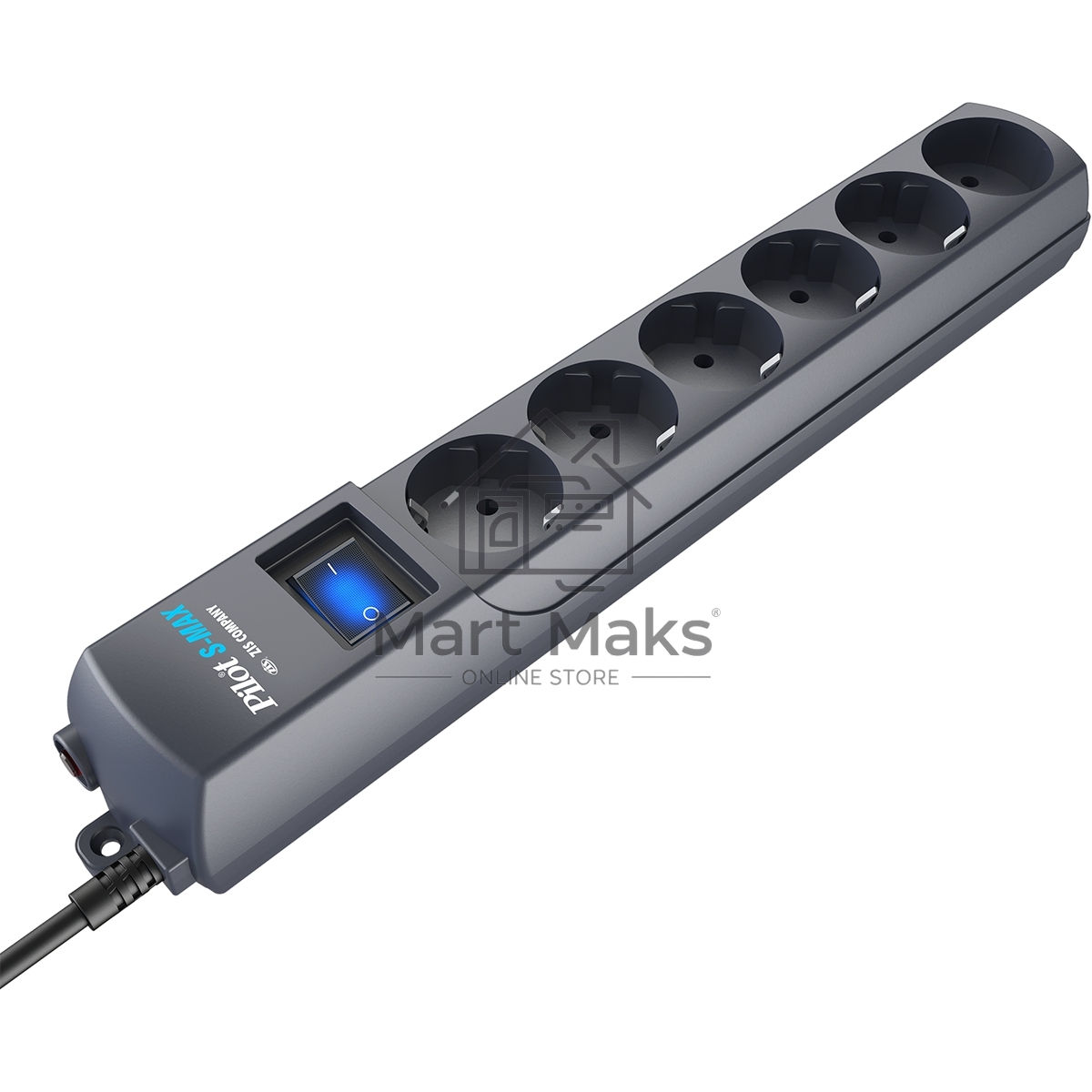 Сетевой фильтр Surge protector Pilot S Max (5 euros + 1GP), 15A/3.5kVA, automatic, 5 m, graphite