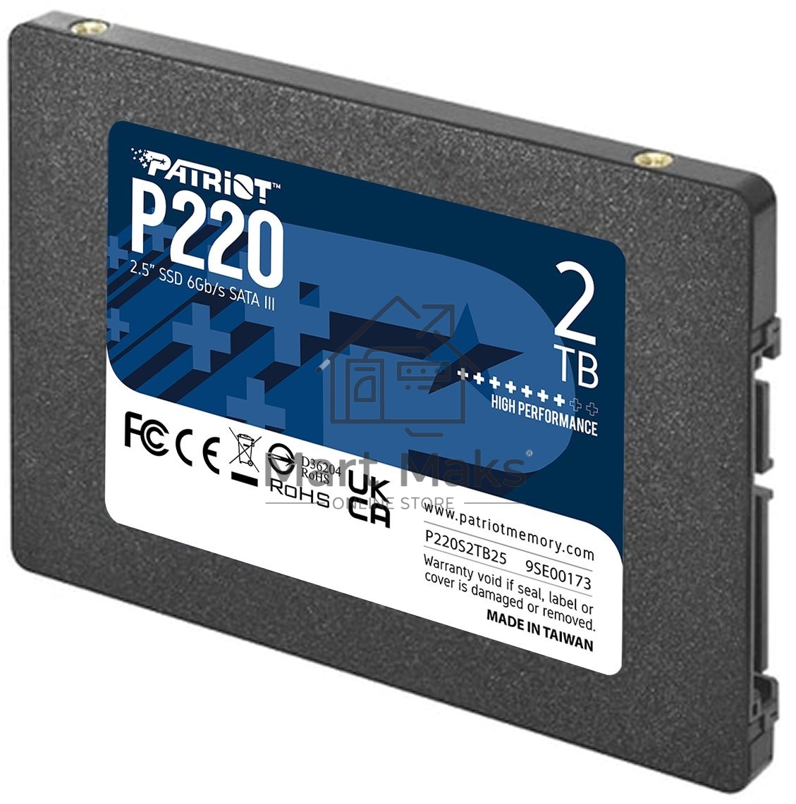 Накопитель SSD Patriot P220, 2TB, SATA III, 2.5