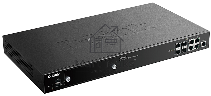 Коммутатор D-Link DWC-2000/A2A, WLAN Controller with 4 100/1000Base-T/combo-SFP ports, manage up to 64/256 Unified APs. 4x 10/100/1000 BASE-T GE/SFP Ports, 2x USB 2.0 Ports, Slot for hard disk drive module, 1x