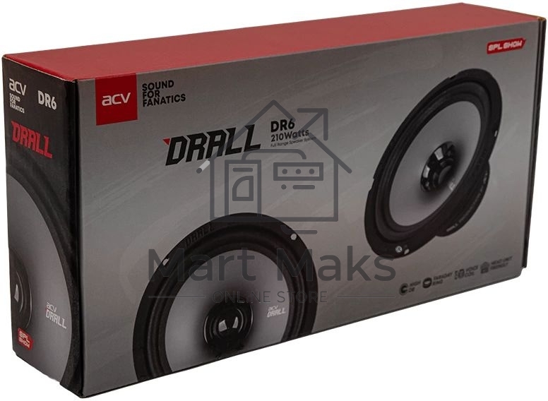 Колонки автомобильные ACV DRALL DR6 (без решетки) 210Вт 96дБ 3Ом 16см (6.5дюйм) (ком.:2кол.) широкополосные однополосные