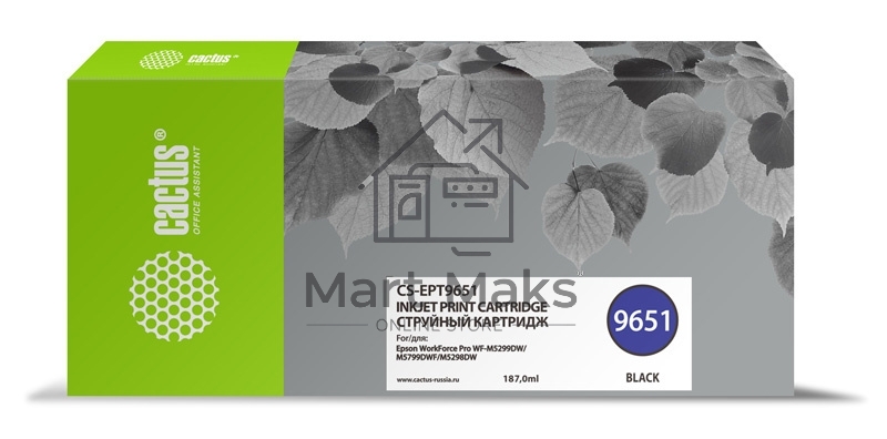 Картридж струйный Cactus CS-EPT9651 черный (187мл) для Epson WorkForce Pro WF-M5299DW/M5799DWF