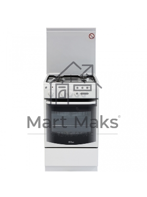 Плита комбинированная De Luxe 5040.21ГЭ (КР) ЧР белый, конфорок 4 шт, духовка 43 л, 50 см x 85 см x 50 см