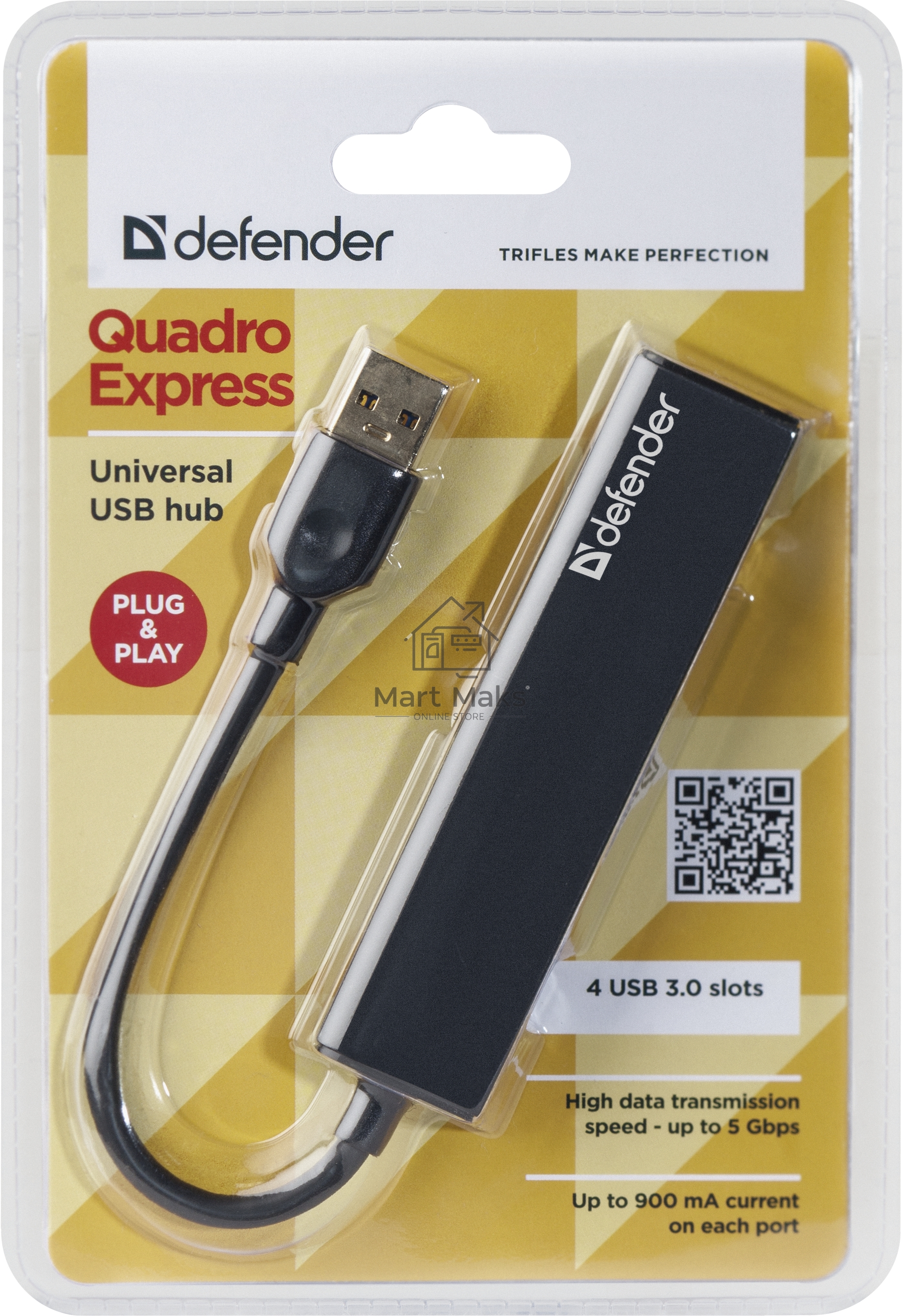 Универсальный USB Defender разветвитель Quadro Express USB3.0, 4 порта