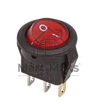 Выключатель клавишный круглый 250V 3А (3с) ON-OFF красный с подсветкой Micro Rexant