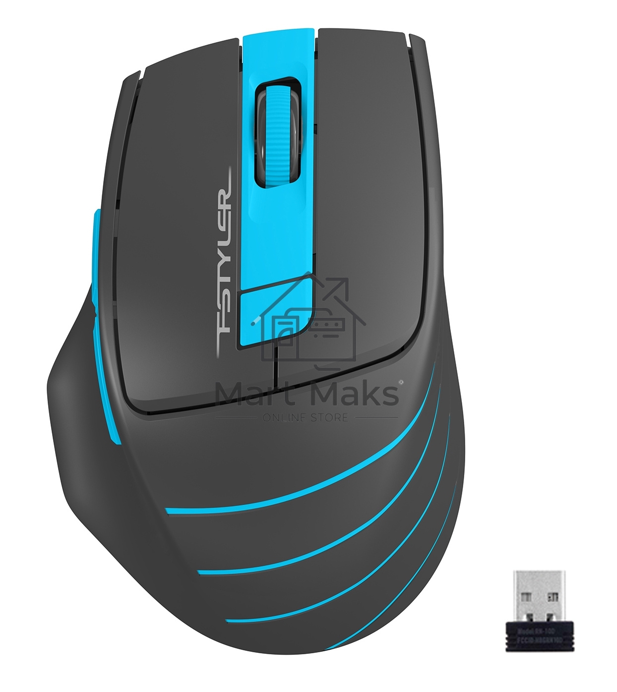 Мышь беспроводная A4Tech Fstyler FG30S серый/синий, 2000 dpi, радиоканал, USB, кнопки - 5