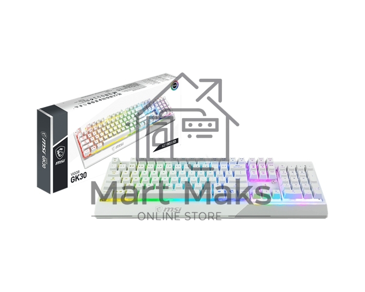 Клавиатура MSI Vigor GK30 белый USB Multimedia for gamer LED (подставка для запястий)